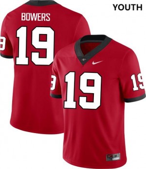 University of Georgia #19 Youth(Kids) Brock Bowers Jersey Red College Football 529473-588