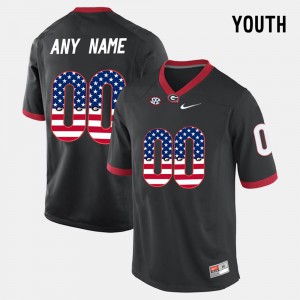 UGA #00 Youth(Kids) Customized Jersey Black Embroidery US Flag Fashion 337585-312
