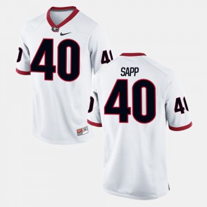 Georgia #40 Mens Theron Sapp Jersey White Alumni Football Game Official 870987-296