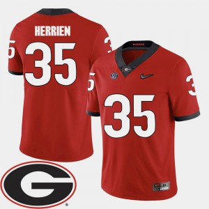 GA Bulldogs #35 Men Brian Herrien Jersey Red Alumni College Football 2018 SEC Patch 993222-672