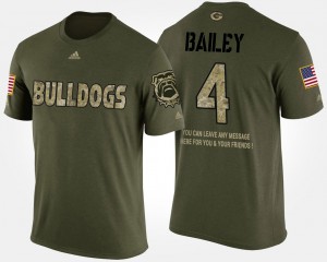 GA Bulldogs #4 For Men's Champ Bailey T-Shirt Camo Short Sleeve With Message Military Official 127070-257