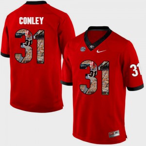 Georgia #31 Men's Chris Conley Jersey Red Pictorial Fashion NCAA 809600-238