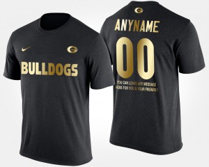 GA Bulldogs #00 For Men Custom T-Shirt Black Short Sleeve With Message Gold Limited NCAA 113238-492