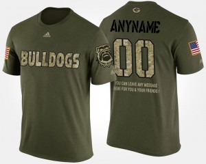 Georgia Bulldogs #00 Mens Customized T-Shirt Camo Embroidery Military Short Sleeve With Message 856359-164