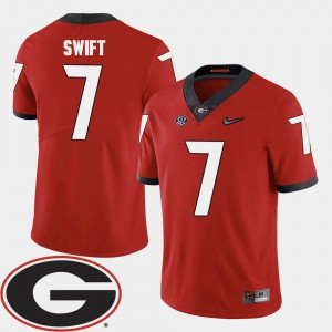Georgia #7 For Men D'Andre Swift Jersey Red College College Football 2018 SEC Patch 514402-514