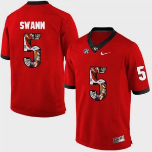 Georgia #5 For Men's Damian Swann Jersey Red Player Pictorial Fashion 689892-192