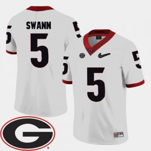University of Georgia #5 Men Damian Swann Jersey White Embroidery 2018 SEC Patch College Football 934026-200