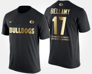 University of Georgia #17 Mens Davin Bellamy T-Shirt Black High School Short Sleeve With Message Gold Limited 569715-445