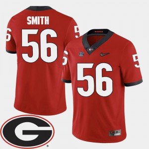 UGA Bulldogs #56 Men's Garrison Smith Jersey Red Stitched 2018 SEC Patch College Football 746105-335