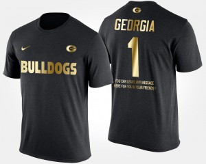 UGA #1 For Men's T-Shirt Black NCAA Gold Limited No.1 Short Sleeve With Message 608696-494