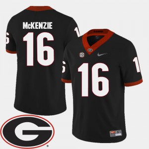GA Bulldogs #16 Mens Isaiah McKenzie Jersey Black Embroidery 2018 SEC Patch College Football 934570-438