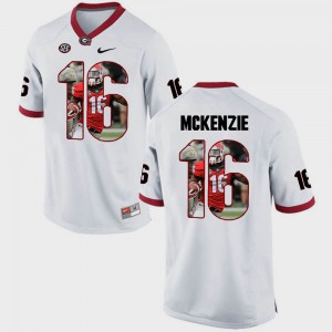 Georgia Bulldogs #16 For Men's Isaiah McKenzie Jersey White Player Pictorial Fashion 466483-421