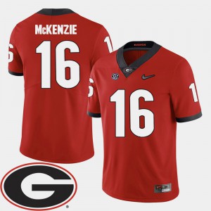 GA Bulldogs #16 Men's Isaiah McKenzie Jersey Red Player 2018 SEC Patch College Football 881257-602