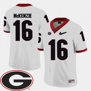 Georgia Bulldogs #16 For Men's Isaiah McKenzie Jersey White 2018 SEC Patch College Football University 977565-959