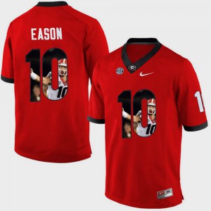 UGA Bulldogs #10 For Men's Jacob Eason Jersey Red Pictorial Fashion NCAA 303841-680