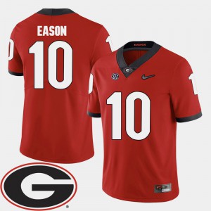 UGA #10 For Men's Jacob Eason Jersey Red NCAA College Football 2018 SEC Patch 885401-818