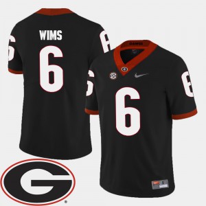 UGA #6 Men's Javon Wims Jersey Black Embroidery 2018 SEC Patch College Football 317396-932