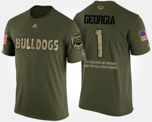 UGA Bulldogs #1 For Men's T-Shirt Camo NCAA Military No.1 Short Sleeve With Message 342272-273