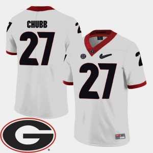 University of Georgia #27 For Men Nick Chubb Jersey White 2018 SEC Patch College Football Embroidery 616924-828