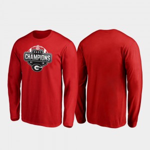 GA Bulldogs Mens T-Shirt Red NCAA 2019 SEC East Football Division Champions Long Sleeve 339309-280