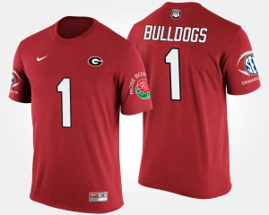 UGA Bulldogs #1 For Men T-Shirt Red No.1 Southeastern Conference Rose Bowl Bowl Game Embroidery 165626-407