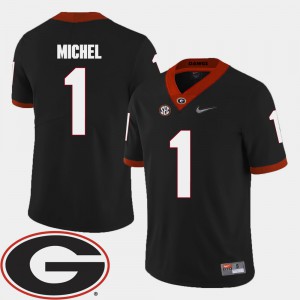 UGA #1 Men's Sony Michel Jersey Black 2018 SEC Patch College Football Embroidery 513556-606