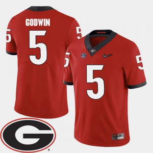 Georgia Bulldogs #5 For Men Terry Godwin Jersey Red NCAA 2018 SEC Patch College Football 358640-864