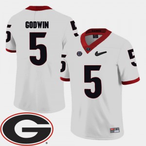 UGA #5 Mens Terry Godwin Jersey White Embroidery College Football 2018 SEC Patch 747982-502
