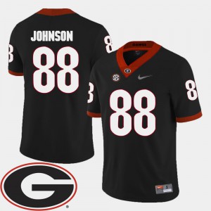 Georgia Bulldogs #88 Mens Toby Johnson Jersey Black Player College Football 2018 SEC Patch 478861-641