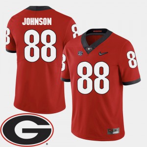 University of Georgia #88 For Men Toby Johnson Jersey Red 2018 SEC Patch College Football NCAA 223838-184