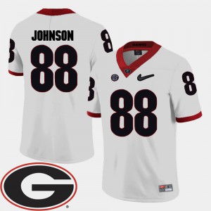 Georgia Bulldogs #88 For Men's Toby Johnson Jersey White Alumni 2018 SEC Patch College Football 737232-609