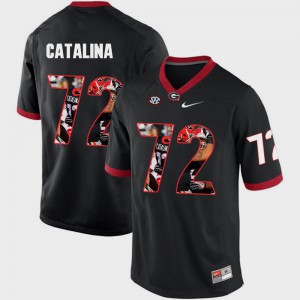 University of Georgia #72 For Men Tyler Catalina Jersey Black Pictorial Fashion Player 955117-556
