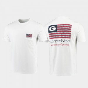 GA Bulldogs For Men's T-Shirt White Vineyard Vines Americana Flag Stitch 897478-924