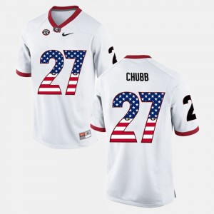 Georgia Bulldogs #27 Men's Nick Chubb Jersey White Stitched US Flag Fashion 130079-518