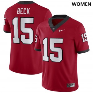 Georgia Bulldogs #15 Women's Carson Beck Jersey Red College Football Embroidery 958972-654