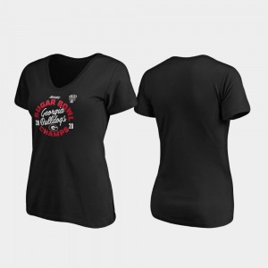 GA Bulldogs Womens T-Shirt Black NCAA 2020 Sugar Bowl Champions Curl V-Neck 770811-294