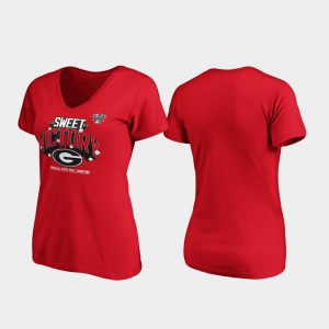 UGA Women's T-Shirt Red Stitch Receiver V-Neck 2020 Sugar Bowl Champions 977192-998