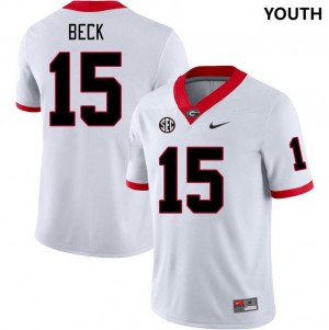 UGA #15 Youth(Kids) Carson Beck Jersey White College Football Embroidery 810196-172