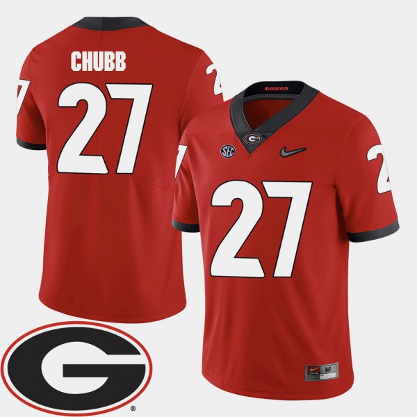 UGA #27 For Men's Nick Chubb Jersey Red 2018 SEC Patch College Football Official ...